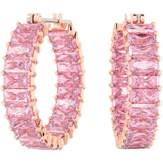 Pink Earrings Swarovski Matrix Hoop Earrings - Rose Gold/Pink