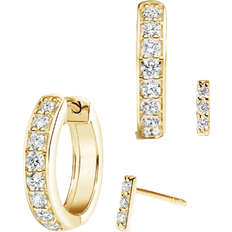 Brilliant Earth The Visionary Hoop and Stud Earring Set - Gold/Diamond