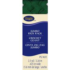 Wrights 117-402-044 Polyester Rick Rack Trim, Emerald, Jumbo, 2.5-Yard