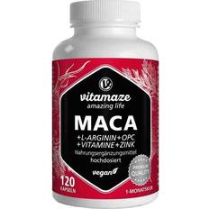 Vitamaze Maca 10:1 Hochdosiert + L-Arginin + OPC + vegan 120 Stk.