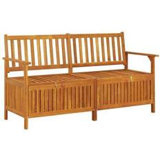 vidaXL brown, 148 Solid Wood Acacia Storage Bench