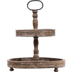 3R Studios Round 2-Tier Distressed Serving Tray