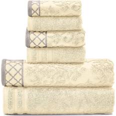 Modern Threads Damask Jacquard 6-piece Bath Towel Blue, Gray, White, Yellow