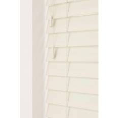 White 50mm Fine Grain Slatted Blinds with Strings 130cm Drop