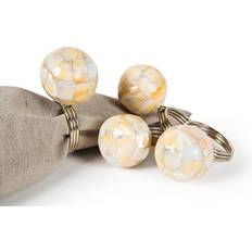 Manor Luxe 2 Mother of Pearl Elegant Ball Metal Napkin Ring