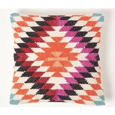 Homescapes & Handwoven Kilim Cushion Feather Complete Decoration Pillows Pink, Blue, White, Black, Orange