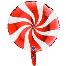 Red Number Balloons Folieballon Swirly Hvid/Rød 1-stk
