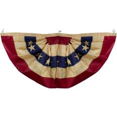 Northlight Patriotic Americana Tea-Stained Pleated Bunting Flag 24" x 48" Red