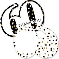 Adult 60th Birthday Gold Shaped Thank You Cards & Envelopes 12 Ct Gold