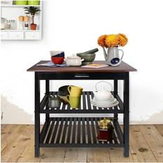 Casual Home Walnut Black Island Bar Station Trolley Table