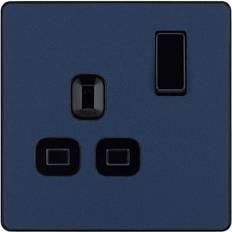 BG Evolve Matt Blue 13A Single Switched Power Socket