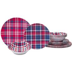 Certified International Patriotic Plaid Service Dinner Set