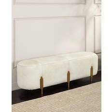 White Settee Benches Justin Hairhide 62" Settee Bench