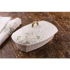 Belleek Shamrock Butter Dish