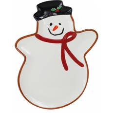 Euro Ceramica Winterfest Snowman Red/White Serving Tray