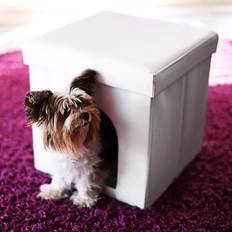 Relaxdays Dog House Ottoman, Seat Box with Practical Hole Foot Stool