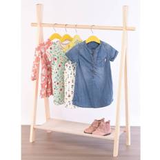 Beige Clothes Rack Solutions Solid Wood Pine Children's Clothing Rack with 1 Tier Home