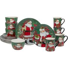 Red Dinner Sets Certified International Christmas Lodge Santa 16 Dinner Set