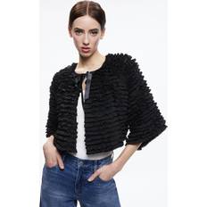 Alice + Olivia Loree Ruffled Cropped Jacket BLACK