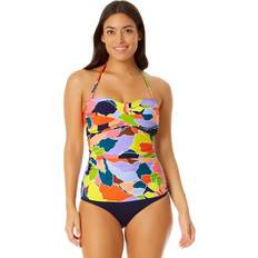 Orange Tankinis Anne Cole Twist Front Shirred Bandeaukini Multicolor Women's Swimwear Multi