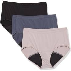 Hanes Ultimate Comfort Light Leak Brief Panties 3-Pack - Warm Steel/Peppercorn Grey/Black