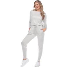 White Mark Womens 2pc. Lounge Solid Pants Set Purple