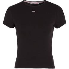 Tommy Jeans Fitted Ribbed Cotton T-shirt - Black