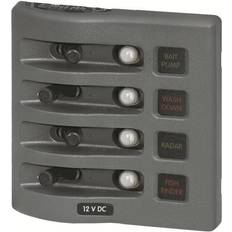 Blue Sea Systems 4374 WeatherDeck 12V DC Waterproof Circuit Breaker Panel Gray, 4 Positions