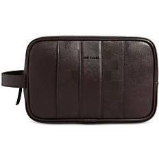 Ted Baker Mens Brn-choc Waydee Check-print Faux-leather Washbag 1 Size