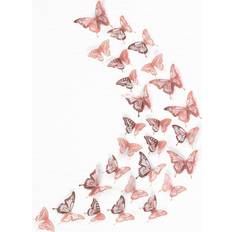 Walplus 78pcs Rose Gold Realistic 3D Butterflies Creative Modern Peel Stick