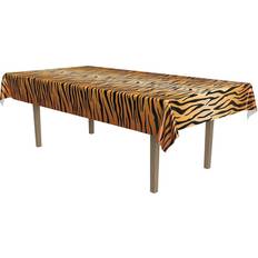 Beistle 54063 Tiger Print Table Cover, 54 x 108, OrangeTanBlack