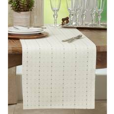 Saro Lifestyle Stitched Line Runner Tablecloth White