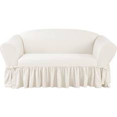 Sure Fit Essential Twill Box Loveseat Cushion Cover White