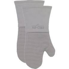 All-Clad Ribbed Silicone Cotton Twill Oven Mitt, Set of 2 Titanium Titanium Pot Holder Brown