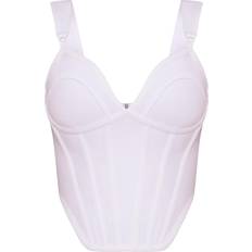 White Corsets PrettyLittleThing Bandage Dip Hem Bust Cup Corset - White