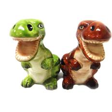 Green Spice Mills and Brown Dinosaurs Salt Pepper Shaker Set Spice Mill