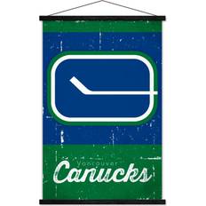 Trends International Vancouver Canucks 35.75'' 24.25'' Hanging Wordmark Logo Poster Framed Art