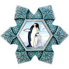 EK Hand Painted Scenic Penguin Snowflake Christmas Tree Ornament