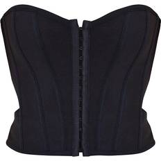 Polyester Corsets PrettyLittleThing Bandage Hook & Eye Structured Corset - Black