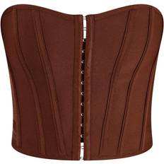 Best Corsets PrettyLittleThing Bandage Hook & Eye Structured Corset - Chocolate