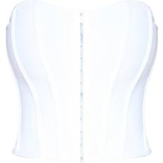 Polyester Corsets PrettyLittleThing Bandage Hook & Eye Structured Corset - White