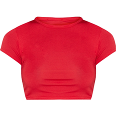 PrettyLittleThing Basic Short Sleeve Crop T-shirt - Red