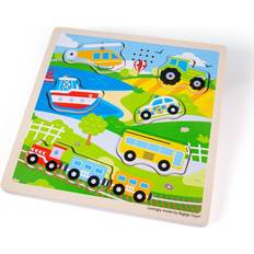 Knob Puzzles Wooden Transport Sound Puzzle