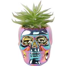 Flora Bunda Succ In Metalic Iridescent Skull Ceramic 3.75X4.5X4 Vase