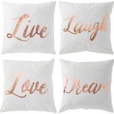 Juvale 4 Love Complete Decoration Pillows Beige, Pink, Gold