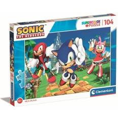 Clementoni 27256 Supercolor Sonic-Puzzle 104 Teile Ab 6 Jahren, Buntes Kinderpuzzle Mit Besonderer Leuchtkraft & Farbintensität, Geschicklichkeitsspiel Für Kinder