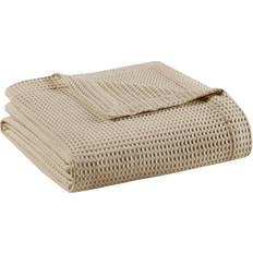 Beautyrest Waffle Weave Cotton Blankets Brown, Beige, Gray, Green