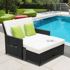 Black Sun Beds Garden & Outdoor Furniture OutSunny 2 Seater Assembled Garden