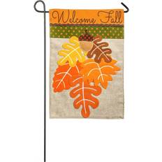 Evergreen Fall Leaves Garden Burlap Flag