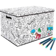 Baum Kid's Coloring Jungle Print Large Lidded Trunk Removable Divider